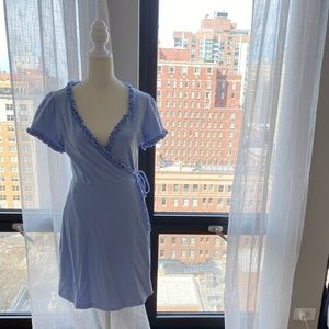 Powder Blue Cotton Wrap Dress
